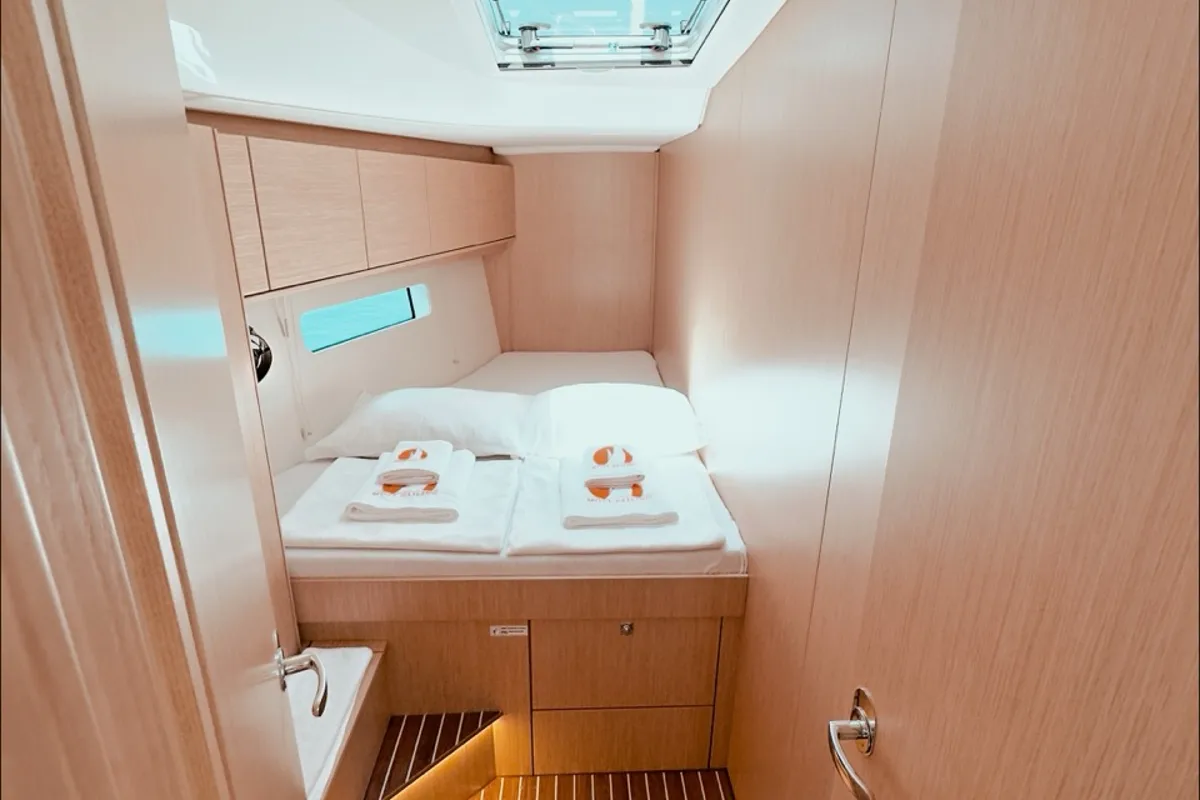 Cabin on Kybele, a Bavaria C46 sailboat at Fethiye, Turkey