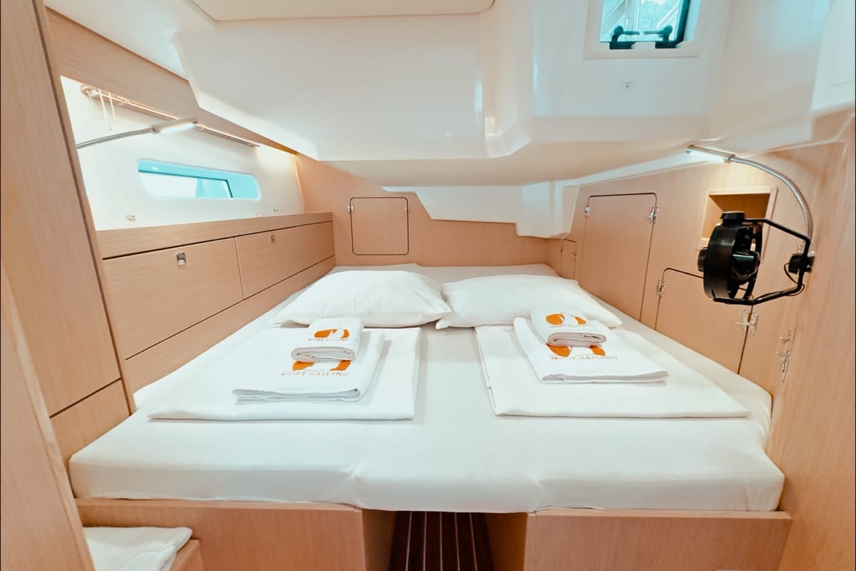 Cabin on Kybele, a Bavaria C46 sailboat at Fethiye, Turkey