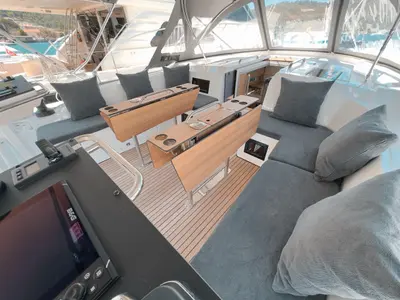 Deck of Kybele, a Bavaria C46 sailboat at Fethiye, Turkey