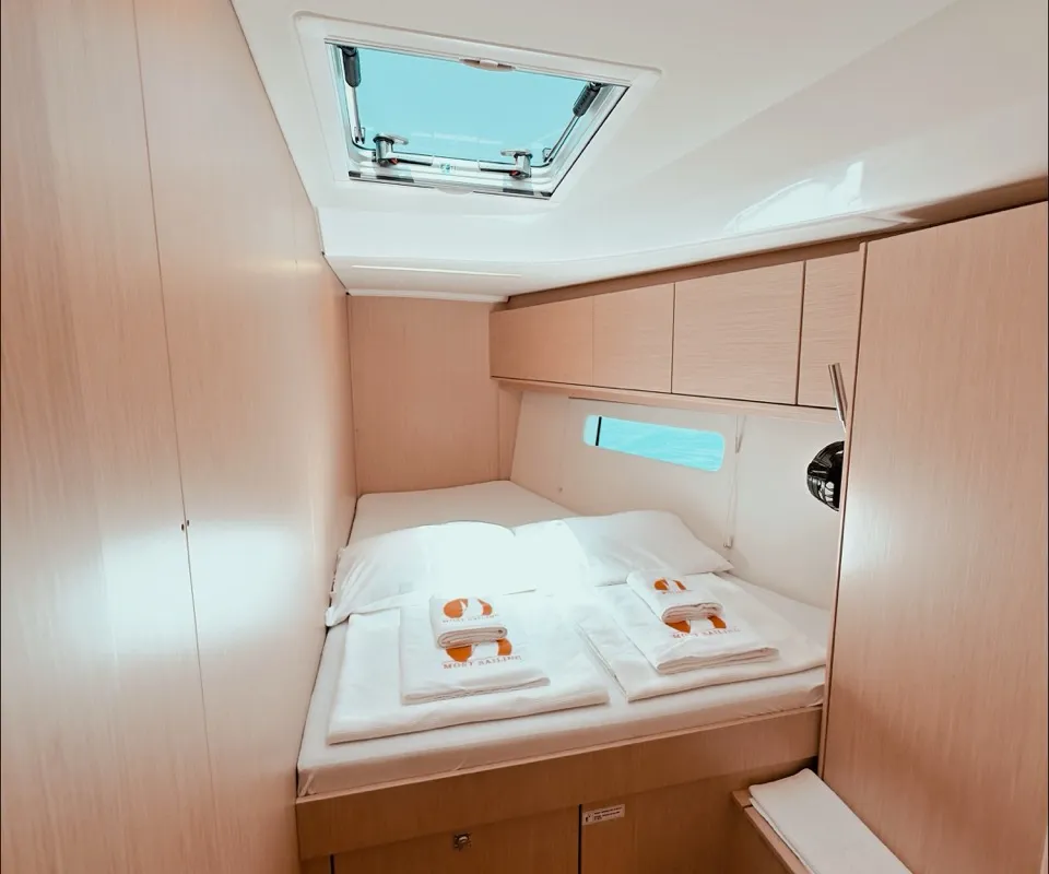 Cabin on Kybele, a Bavaria C46 sailboat at Fethiye, Turkey