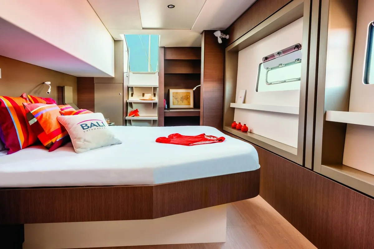 Cabin on Eagle, a Bali 4.8 catamaran at Lavreotiki Municipal Unit, Greece