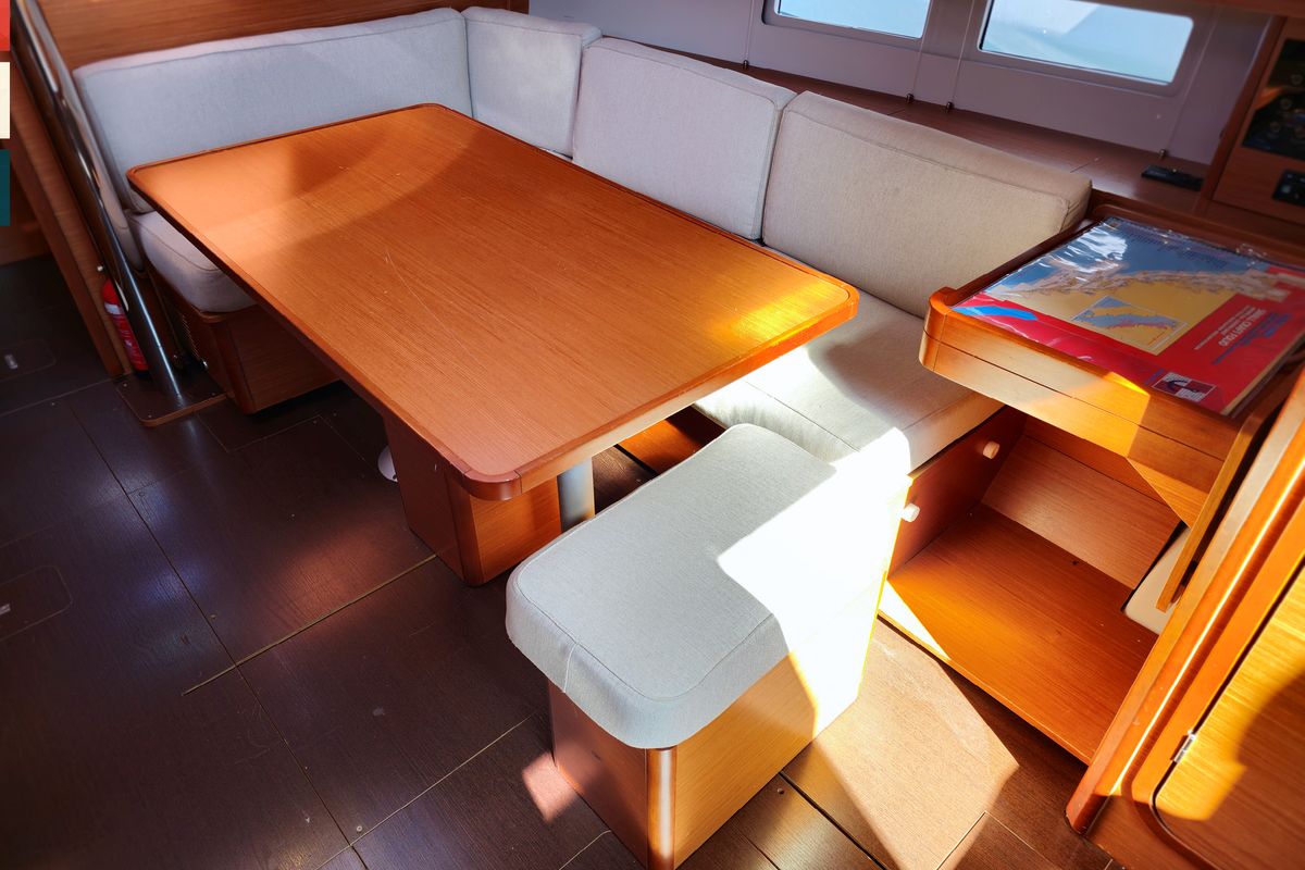 Salon of Klara, a Dufour 390 GL sailboat at Grad Kaštela, Croatia