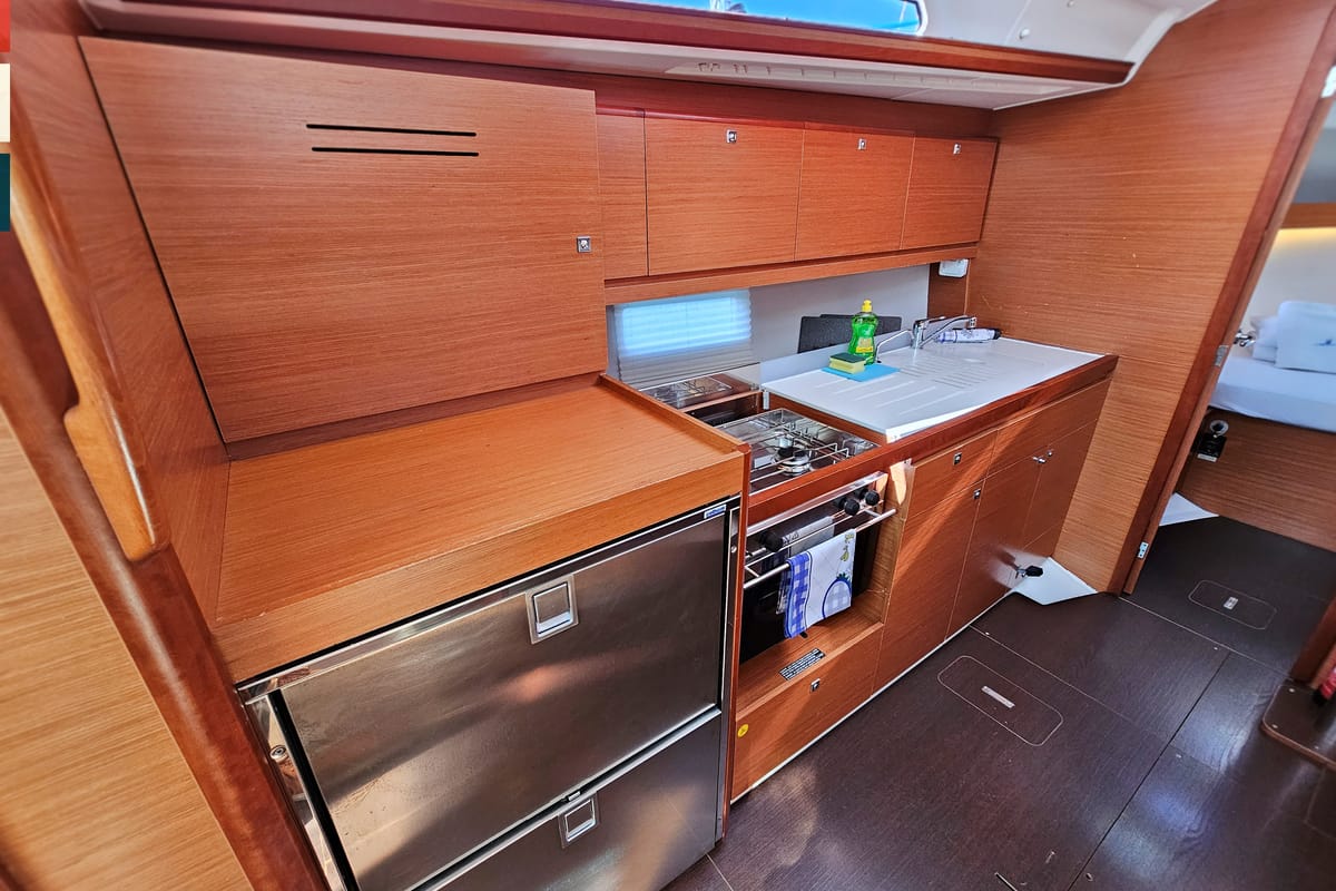 Galley of Klara, a Dufour 390 GL sailboat at Grad Kaštela, Croatia