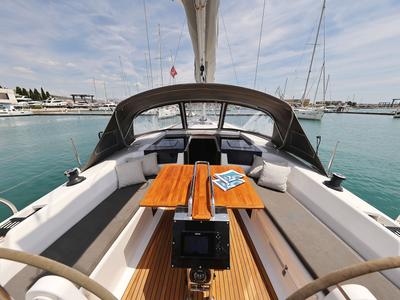 Deck of Teri, a Hanse Yachts Hanse 418 sailboat at Seget Donji, Croatia
