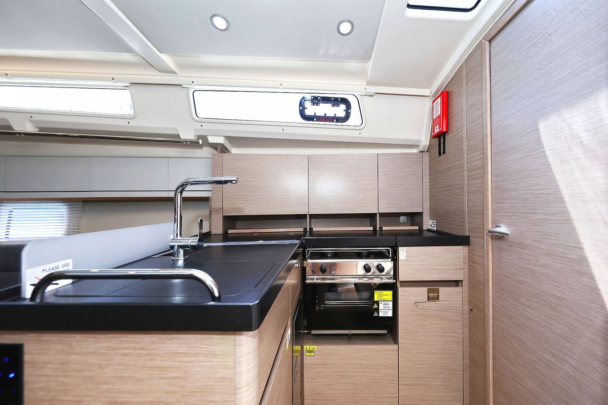 Galley of Teri, a Hanse Yachts Hanse 418 sailboat at Seget Donji, Croatia
