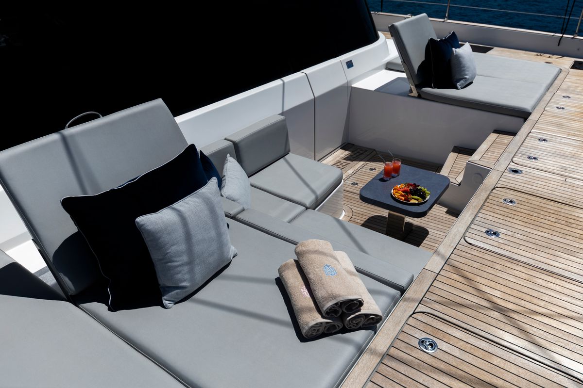 Deck of Mr.Si, a Sunreef Yachts Sunreef 60 catamaran at Općina Rogoznica, Croatia