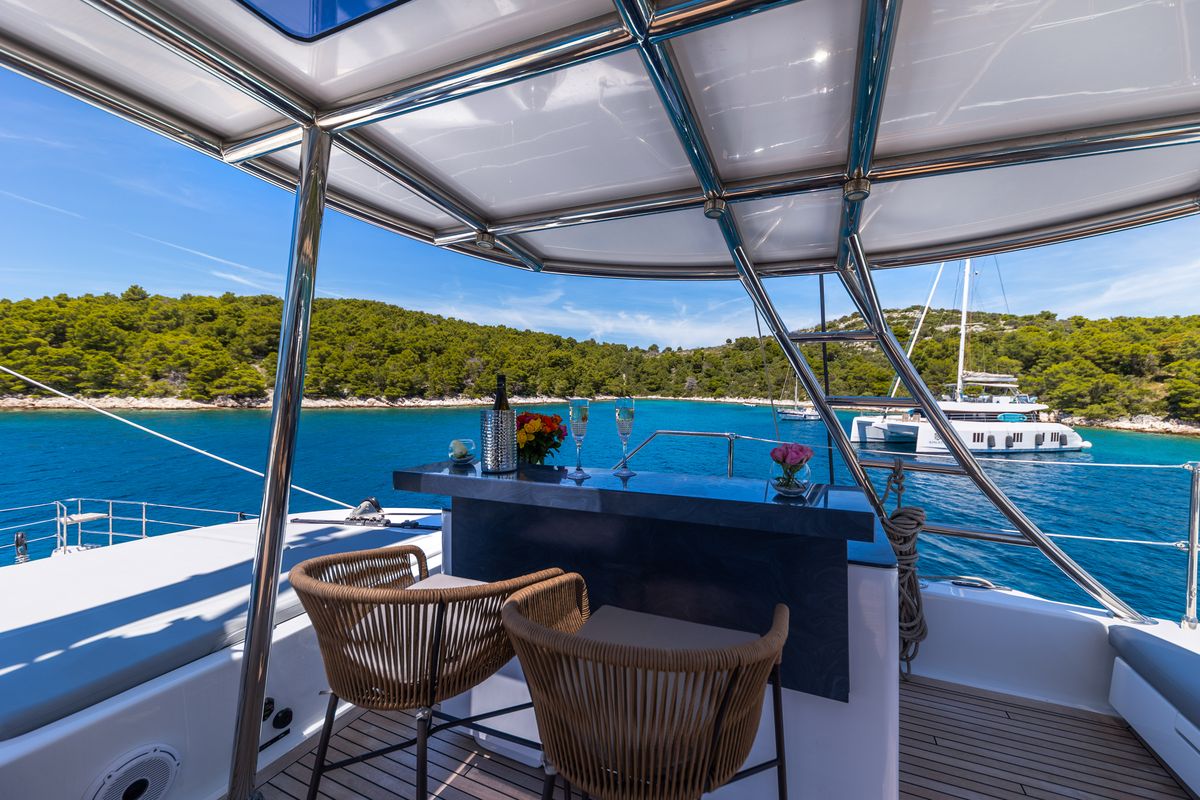 Deck of Mr.Si, a Sunreef Yachts Sunreef 60 catamaran at Općina Rogoznica, Croatia