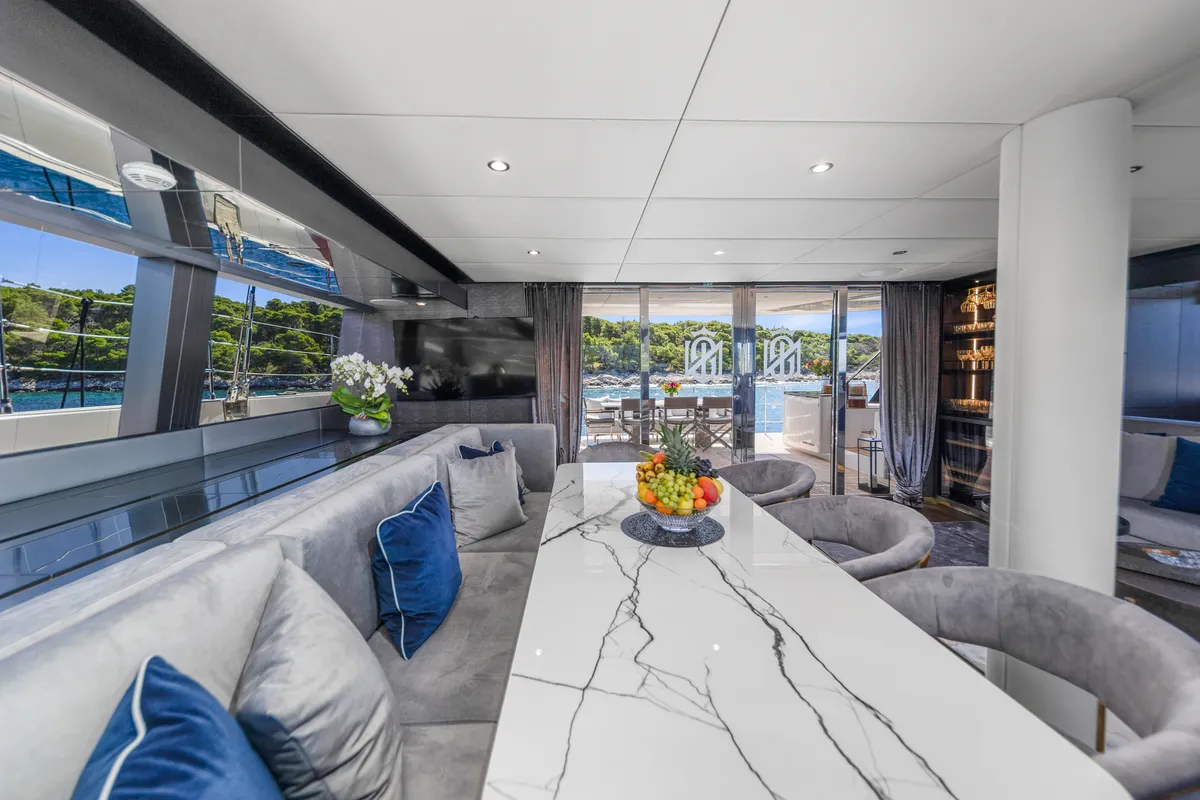 Salon of Mr.Si, a Sunreef Yachts Sunreef 60 catamaran at Općina Rogoznica, Croatia