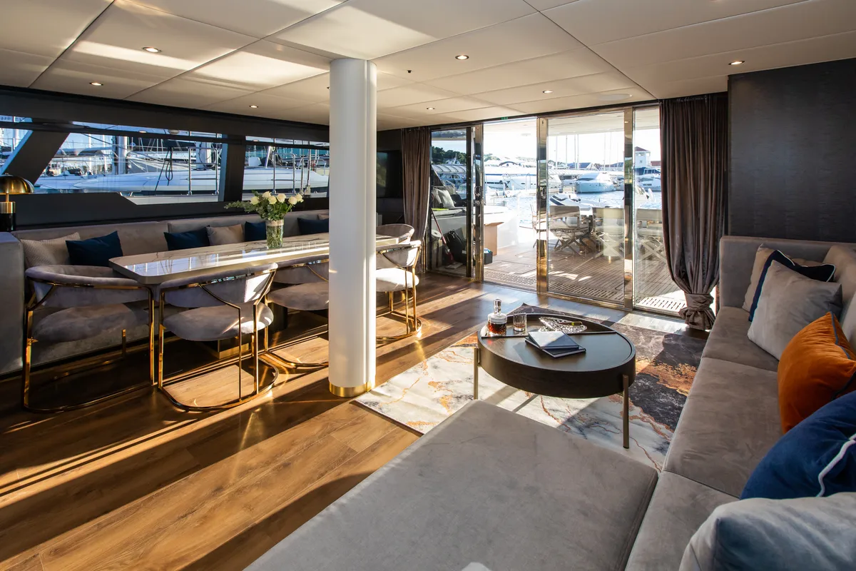 Salon of Mr.Si, a Sunreef Yachts Sunreef 60 catamaran at Općina Rogoznica, Croatia