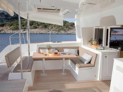 Deck of Cabin 4, a Lagoon 450 Fly catamaran at Municipal Unit of Lefkada, Greece
