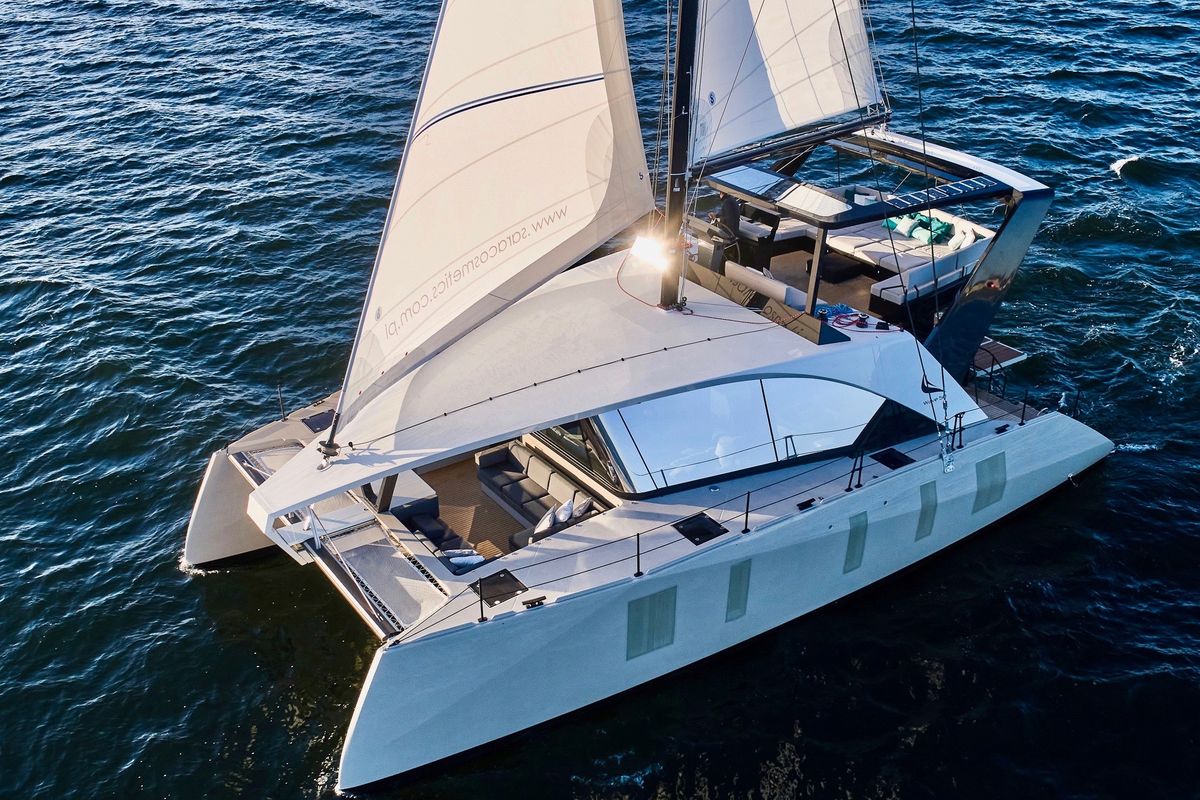 Exterior view of Wave50, a Wave Catamarans Wave 50 catamaran at Olbia, Italy