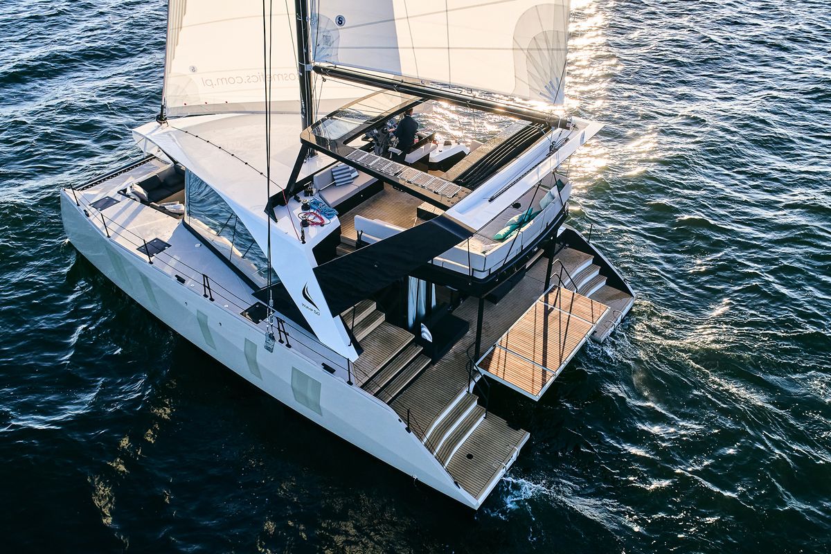 Exterior view of Wave50, a Wave Catamarans Wave 50 catamaran at Olbia, Italy