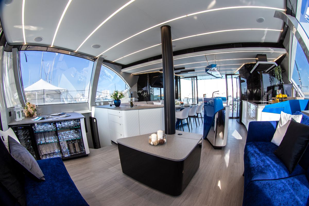 Salon of Wave50, a Wave Catamarans Wave 50 catamaran at Olbia, Italy