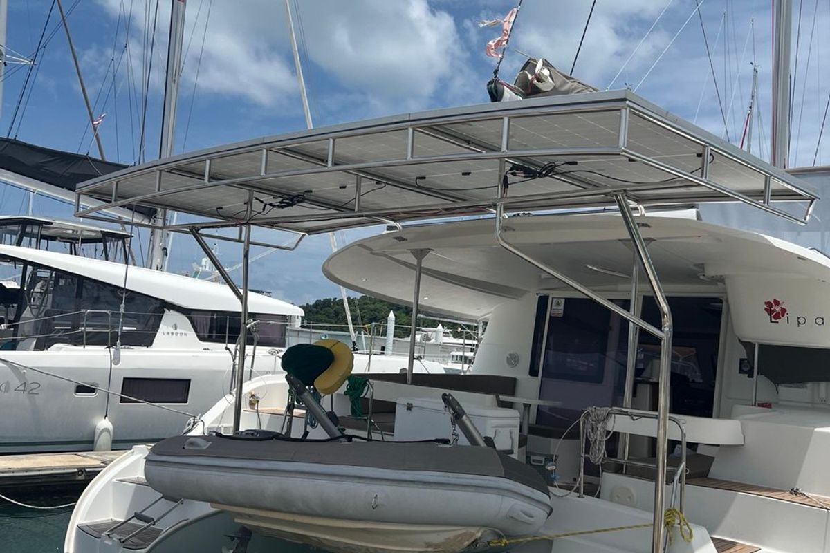 Exterior view of Lady Alla, a Fountaine Pajot Lipari 41 catamaran at Pa Khlok, Thailand