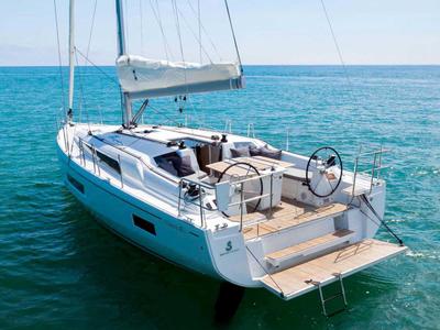 Exterior view of Just Wind, a Beneteau Oceanis 40.1 sailboat at Lagos, Portugal