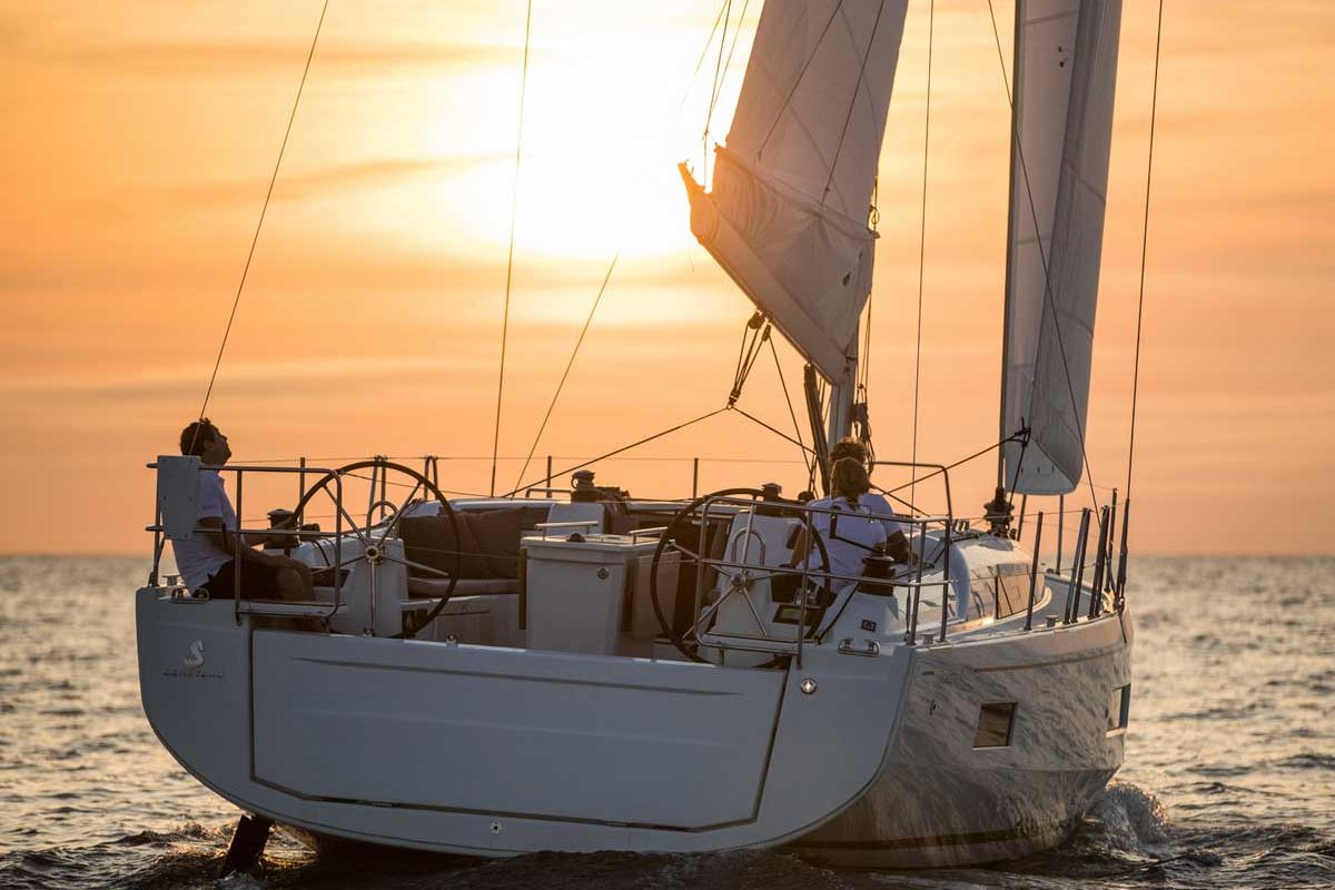 Exterior view of Just Wind, a Beneteau Oceanis 40.1 sailboat at Lagos, Portugal