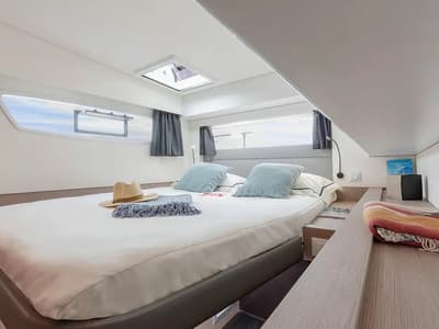 Cabin on Sankalpa, a Fountaine Pajot Elba 45 catamaran at Cogolin, France