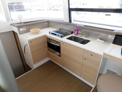 Galley of Kanalu, a Bali 4.1 catamaran at Grad Kaštela, Croatia