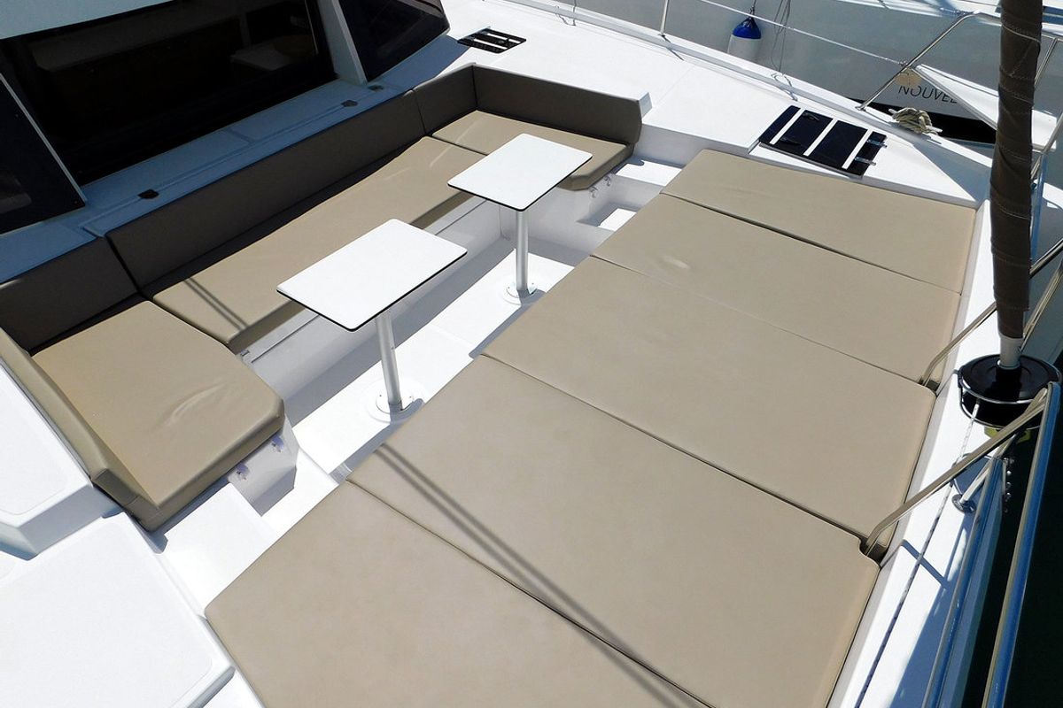 Deck of Kanalu, a Bali 4.1 catamaran at Grad Kaštela, Croatia