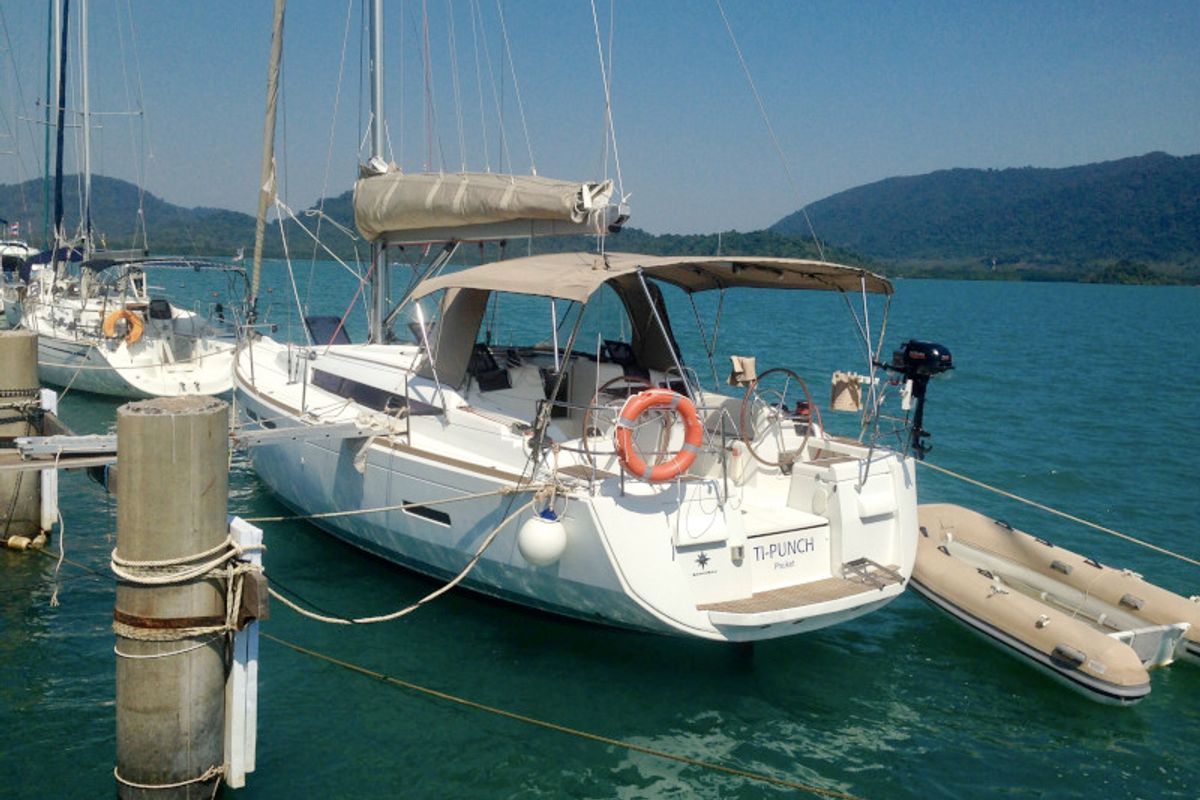 Exterior view of T-Punch, a Jeanneau Sun Odyssey 409 sailboat at Baan Salak Phet, Thailand