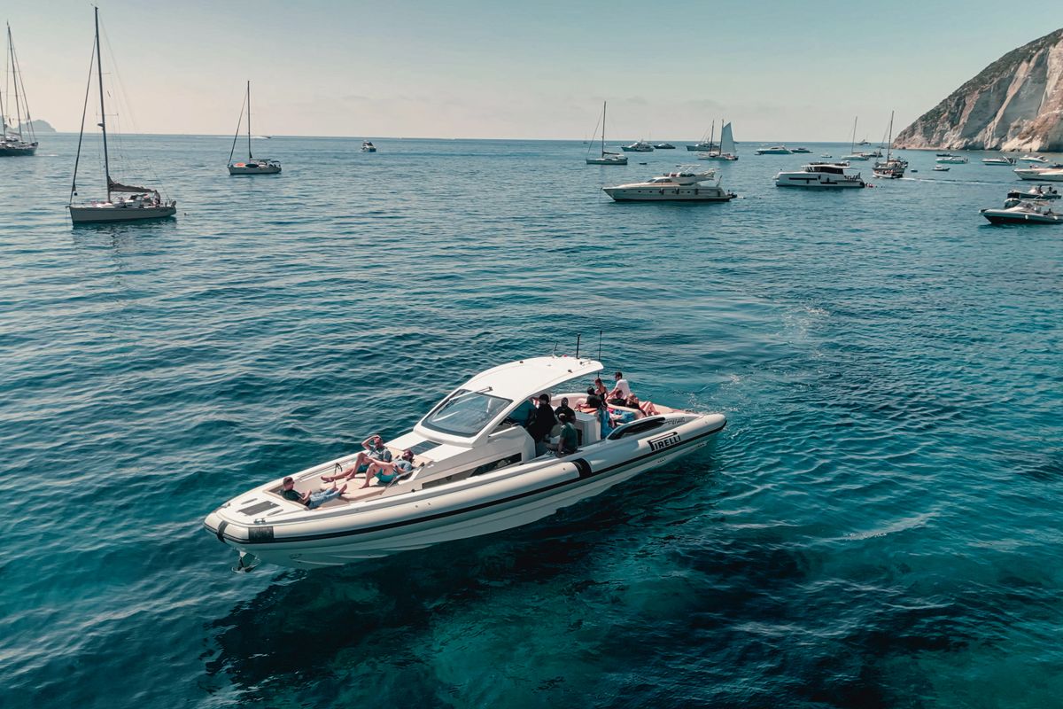 Exterior view of Mister Gio, a Pirelli 50 motorboat at Torre Annunziata, Italy