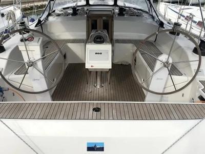Cockpit of Windseeker S, a Bavaria 51 Cruiser sailboat at Salamina Municipal Unit, Greece