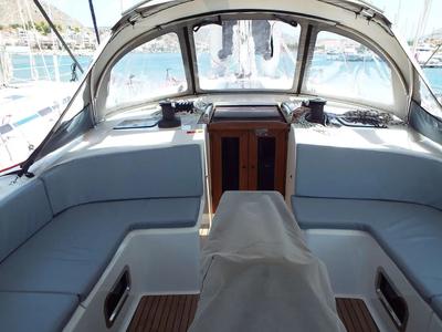 Deck of Windseeker S, a Bavaria 51 Cruiser sailboat at Salamina Municipal Unit, Greece