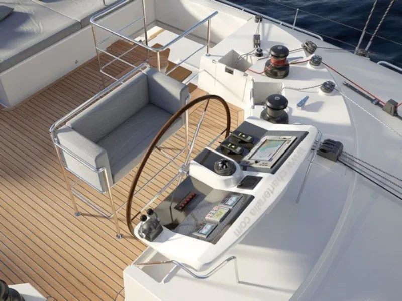 Salon of Daddy's Hobby, a Lagoon 560 catamaran at Lavreotiki Municipal Unit, Greece