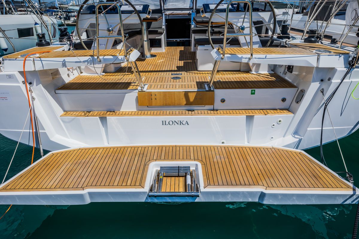 Exterior view of Ilonka - OW, a Hanse Yachts Hanse 460 sailboat at Seget Donji, Croatia