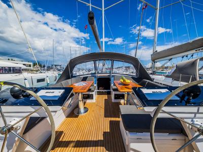 Cockpit of Ilonka - OW, a Hanse Yachts Hanse 460 sailboat at Seget Donji, Croatia