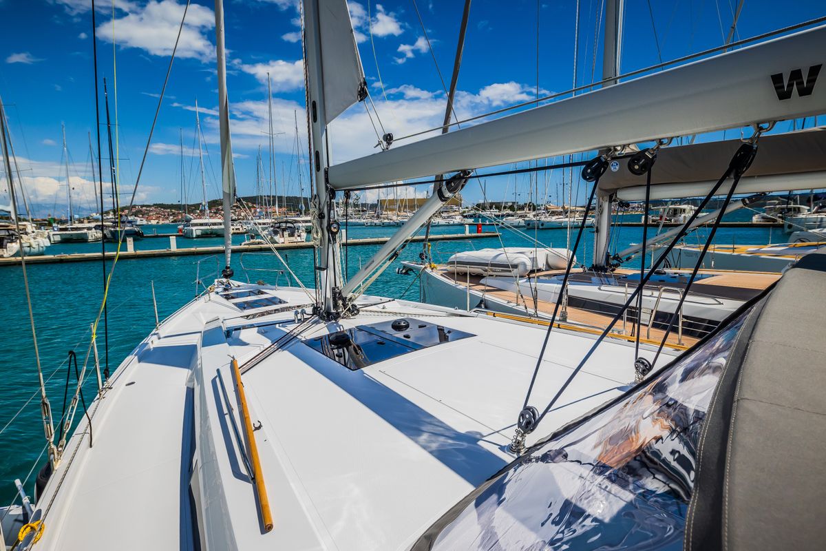 Deck of Ilonka - OW, a Hanse Yachts Hanse 460 sailboat at Seget Donji, Croatia