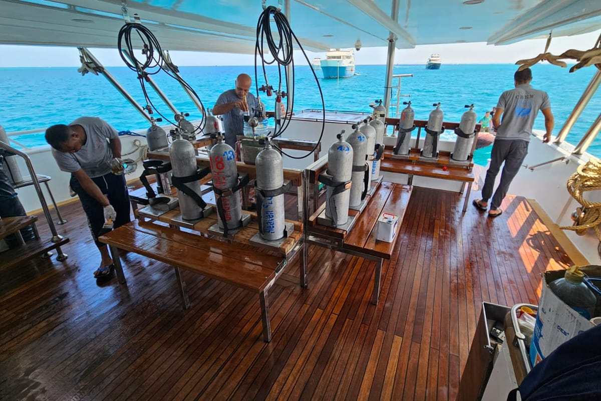 Deck of Heaven Saphir, a Gulet Luxury Motor Yacht yacht at Hurghada, Egypt
