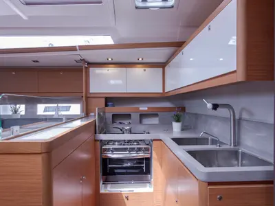 Galley of Anna III, a Dufour 530 sailboat at Seget Donji, Croatia