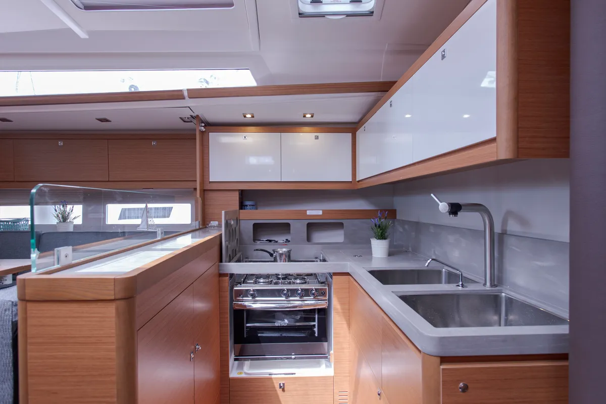 Galley of Anna III, a Dufour 530 sailboat at Seget Donji, Croatia