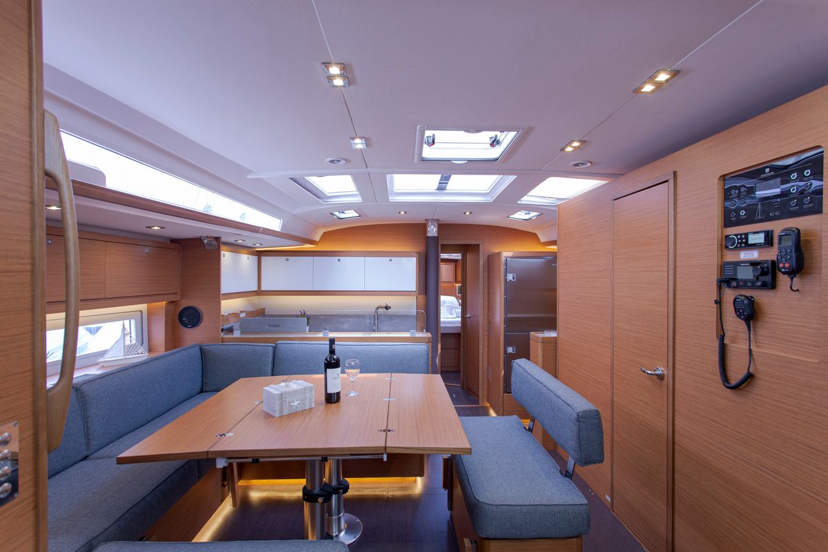 Salon of Anna III, a Dufour 530 sailboat at Seget Donji, Croatia