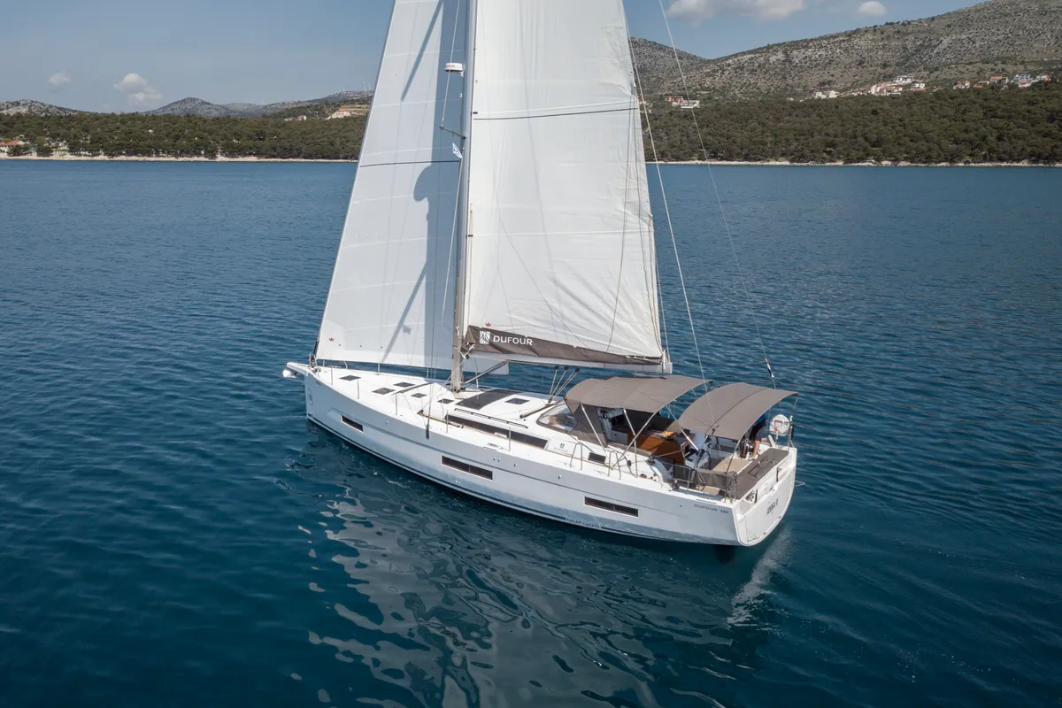 Exterior view of Anna III, a Dufour 530 sailboat at Seget Donji, Croatia