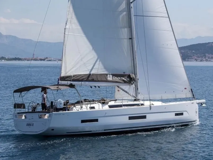 Exterior view of Anna III, a Dufour 530 sailboat at Seget Donji, Croatia