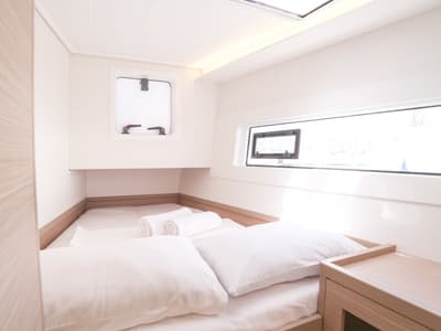 Cabin on Sail Sagitta, a Lagoon 40 catamaran at Fethiye, Turkey