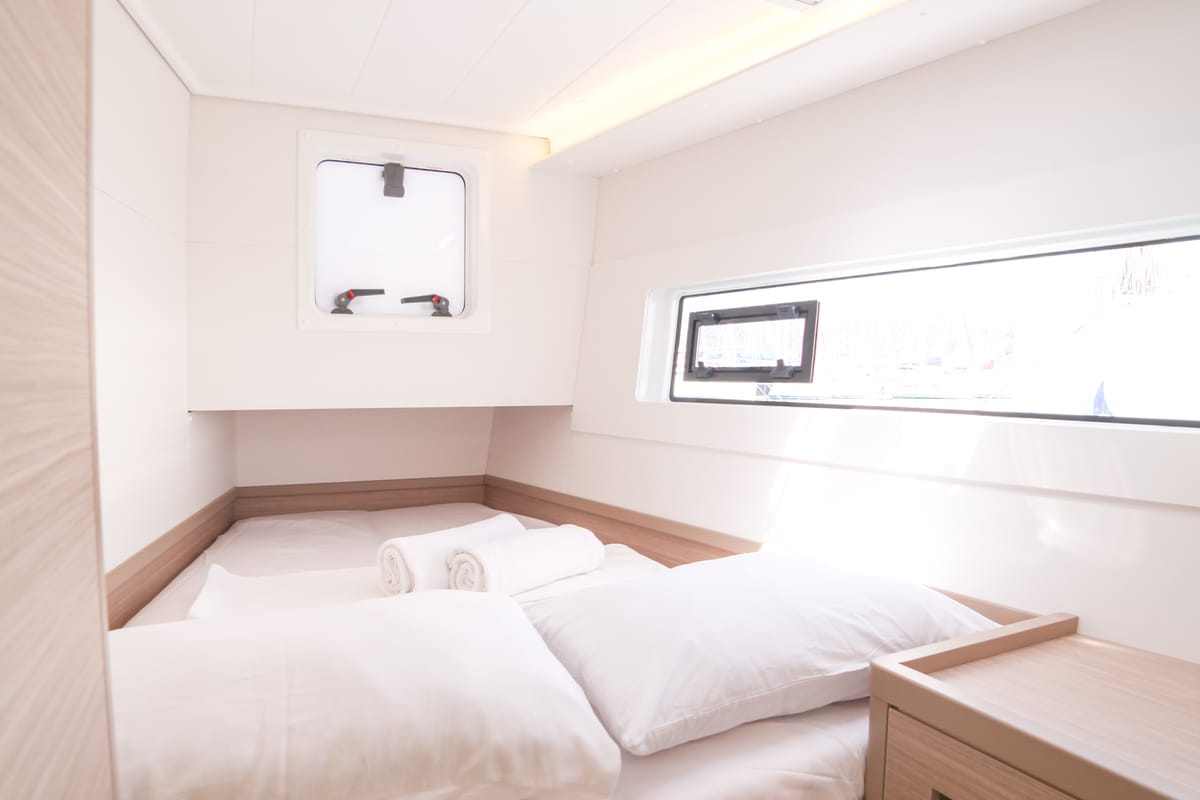 Cabin on Sail Sagitta, a Lagoon 40 catamaran at Fethiye, Turkey
