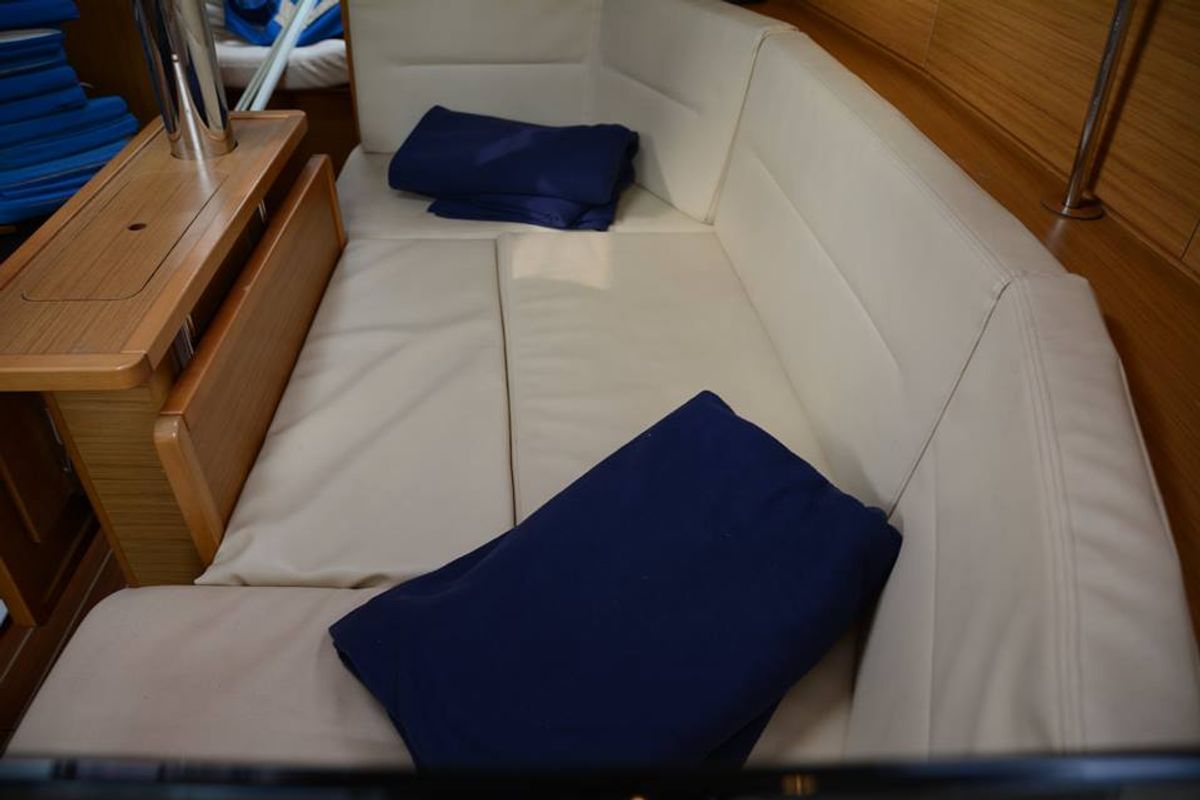 Salon of Babis 2010, a Jeanneau Sun Odyssey 36i sailboat at Municipal Unit of Lefkada, Greece