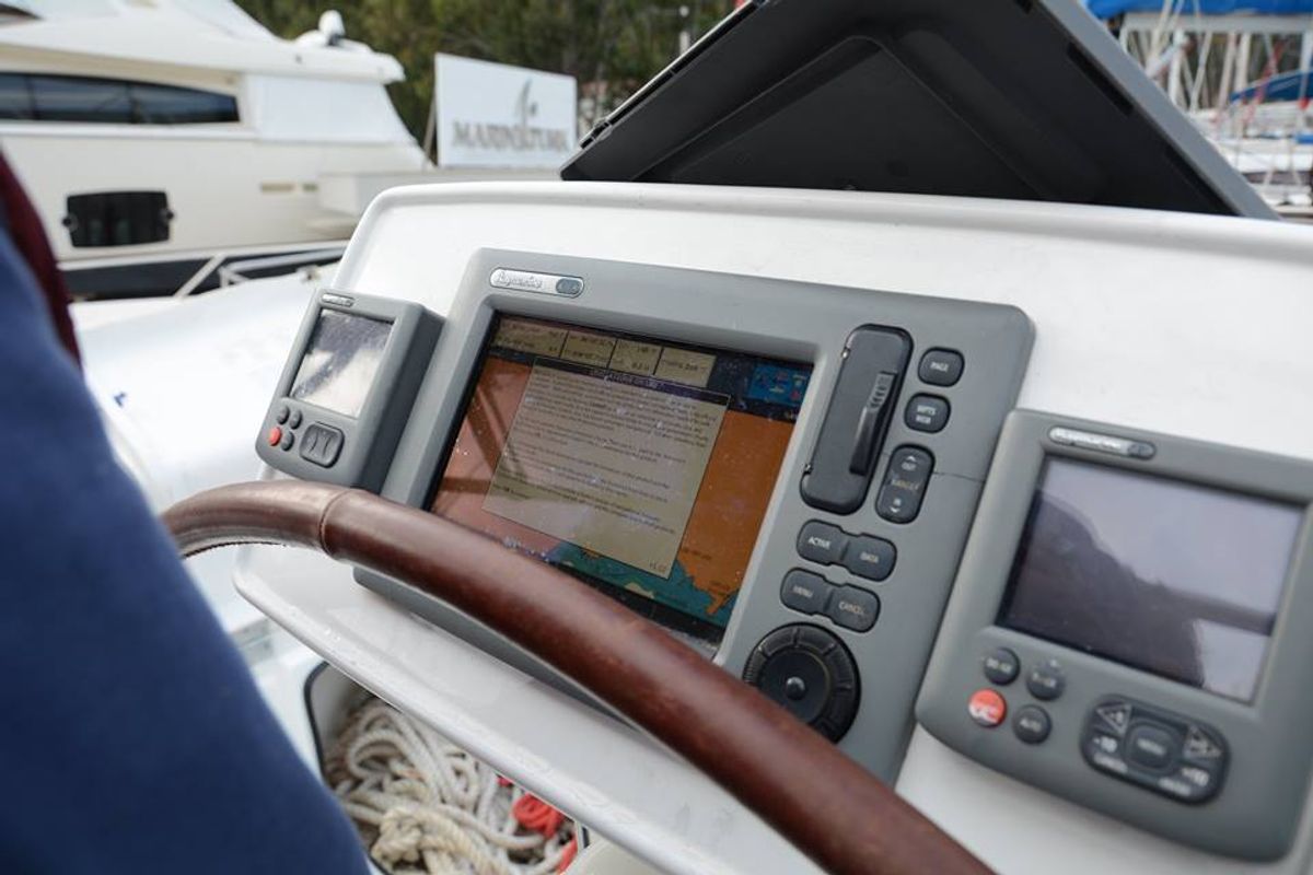 Cockpit of Babis 2010, a Jeanneau Sun Odyssey 36i sailboat at Municipal Unit of Lefkada, Greece