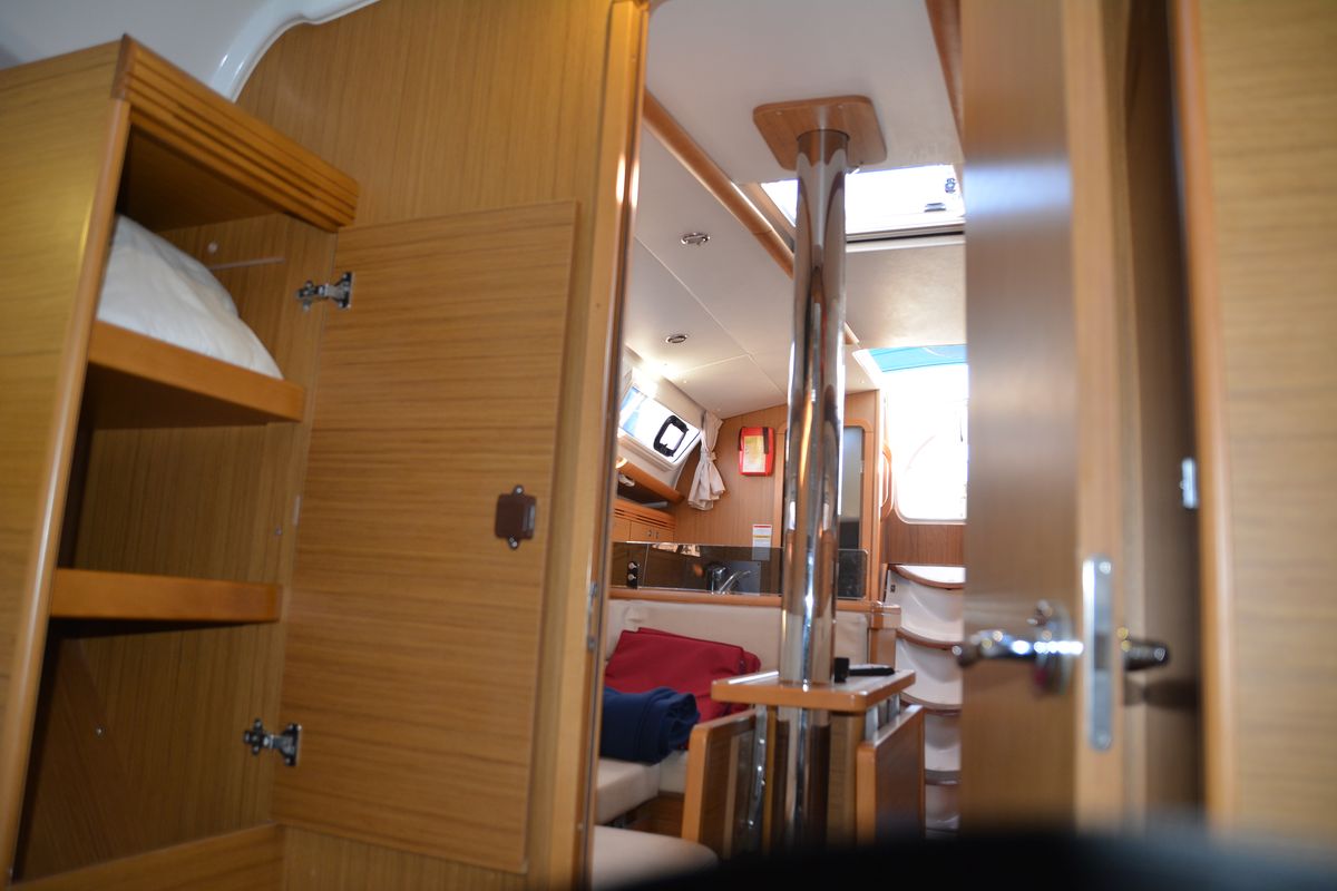 Salon of Babis 2010, a Jeanneau Sun Odyssey 36i sailboat at Municipal Unit of Lefkada, Greece