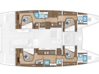Floor plan of Lady M, a Lagoon 55 catamaran at Grad Trogir, Croatia