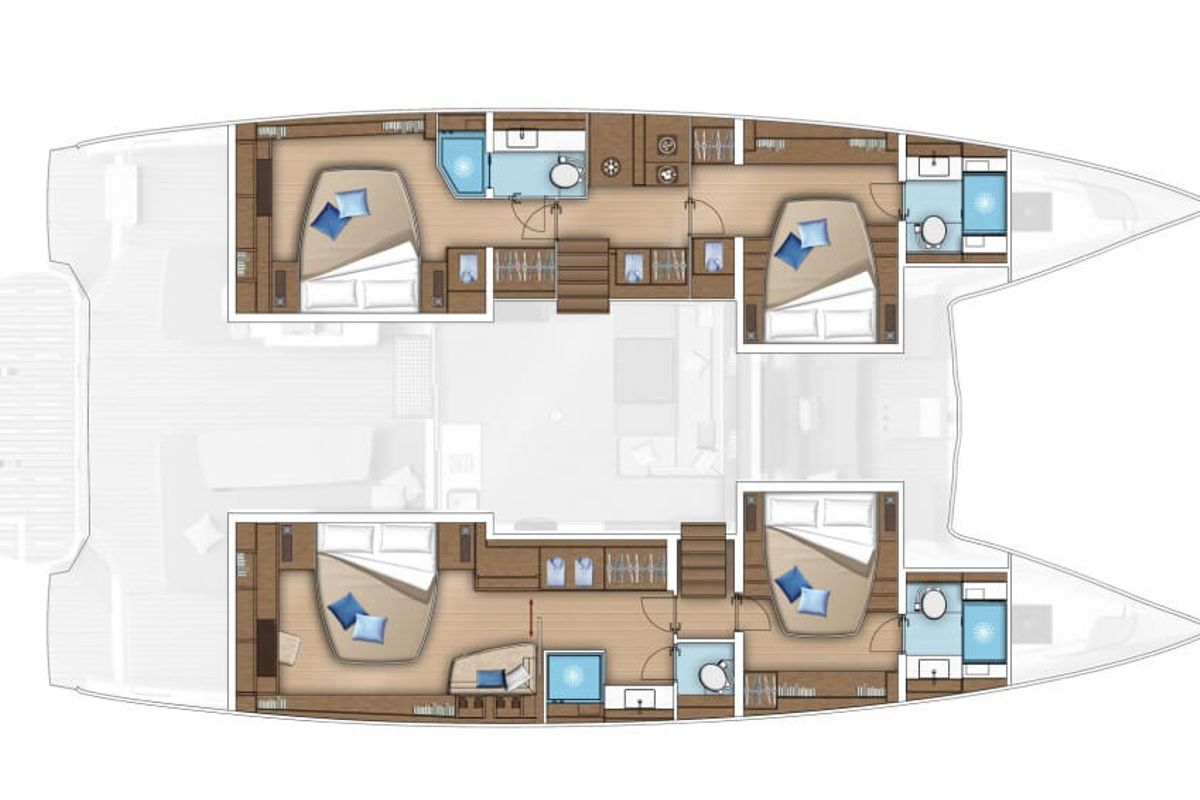 Floor plan of Lady M, a Lagoon 55 catamaran at Grad Trogir, Croatia