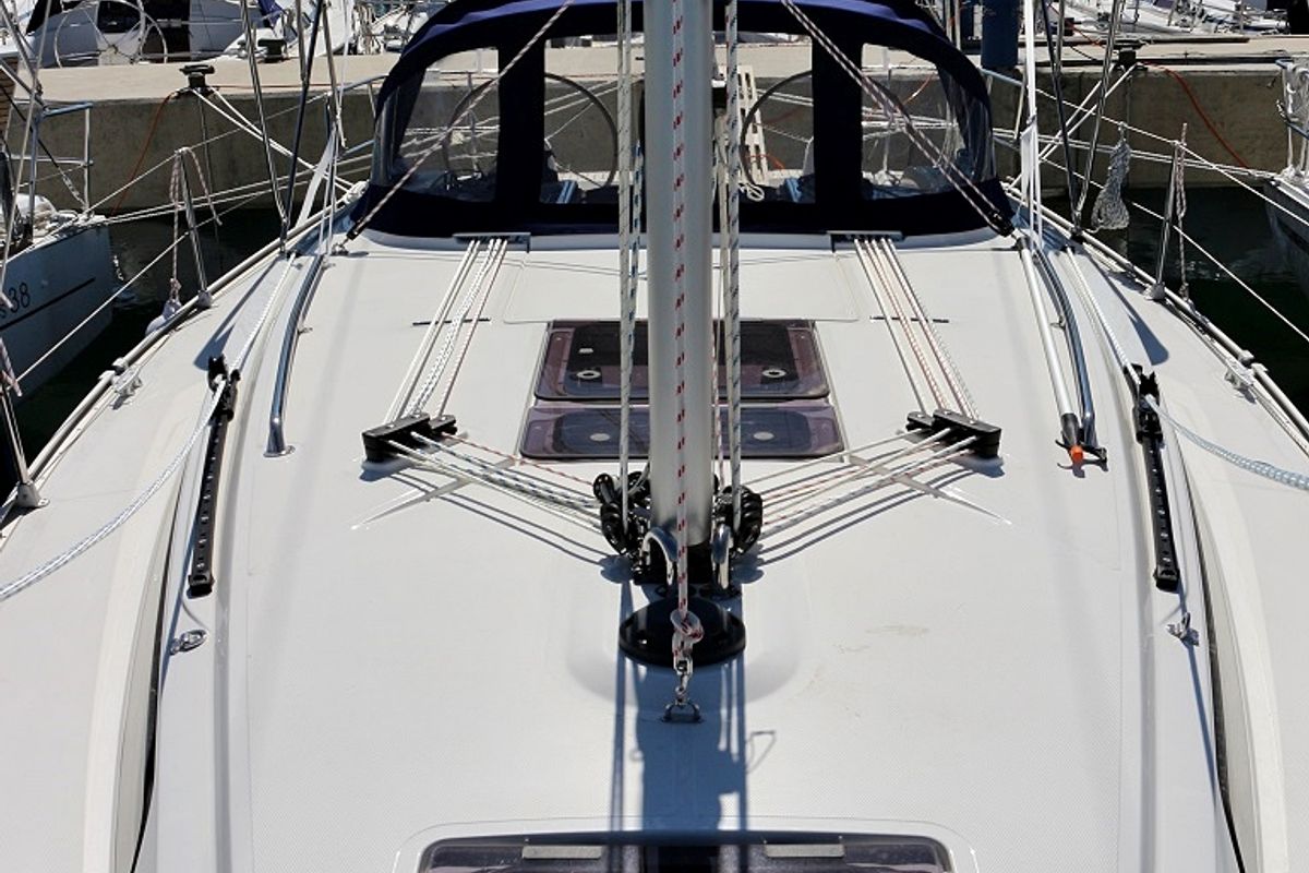 Deck of Bella, a Bavaria Cruiser 34 sailboat at Općina Sukošan, Croatia