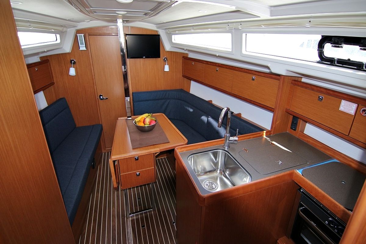 Salon of Bella, a Bavaria Cruiser 34 sailboat at Općina Sukošan, Croatia