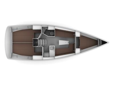 Floor plan of Whirl, a Bavaria Cruiser 34 sailboat at Općina Sukošan, Croatia
