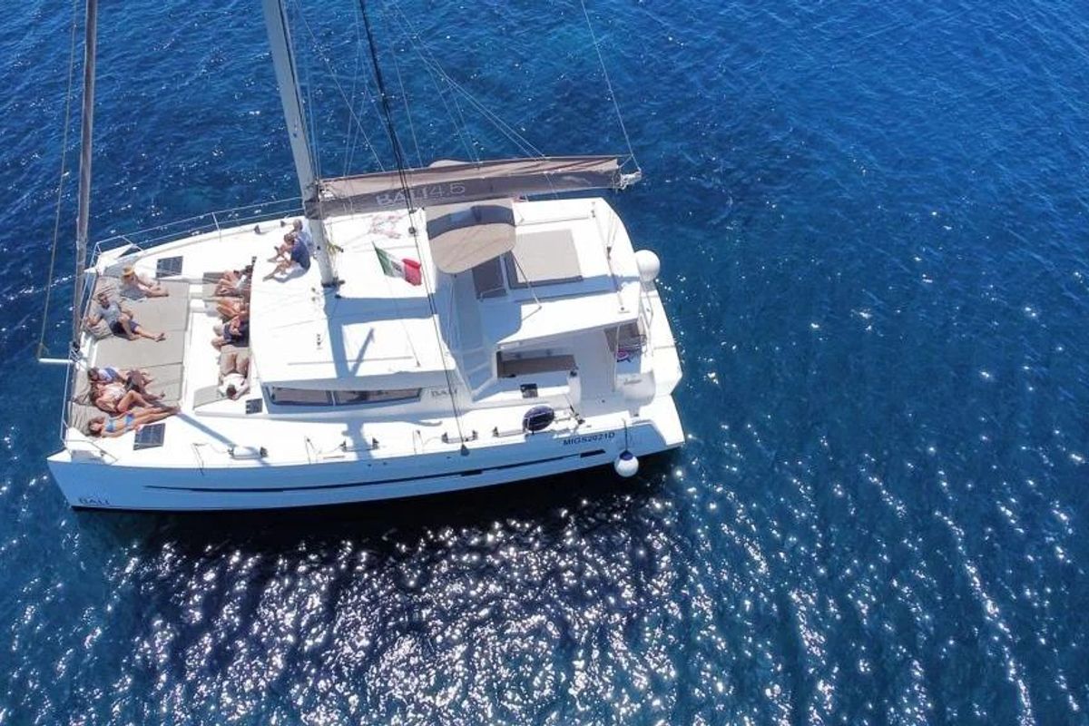 Exterior view of Liberty, a Bali 4.5 catamaran at Palermo, Italy