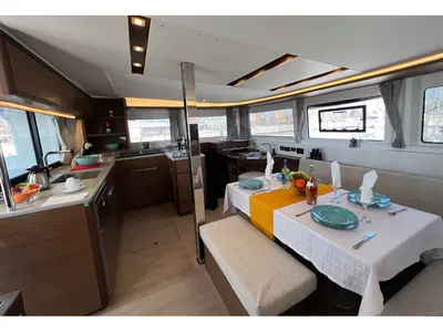 Galley of Kalisi Mou, a Lagoon 46 catamaran at Parikia, Greece