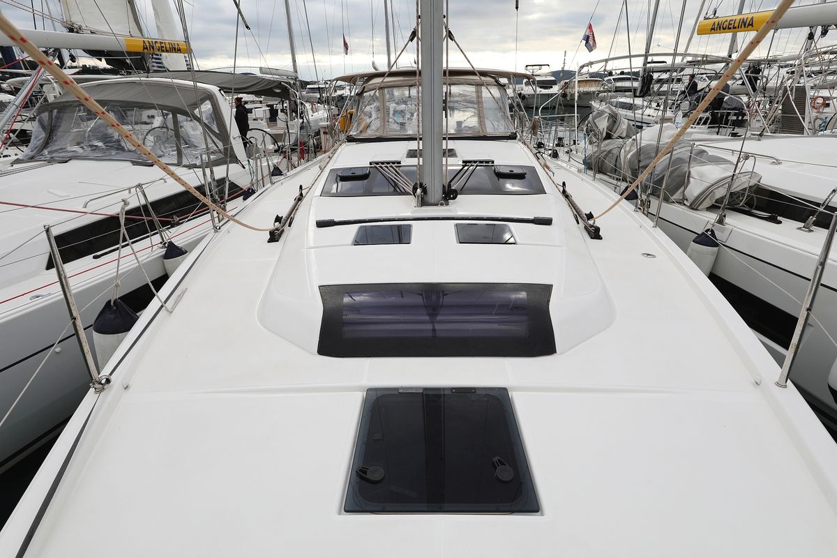 Exterior view of Thor, a Dufour 430 GL sailboat at Grad Vodice, Croatia
